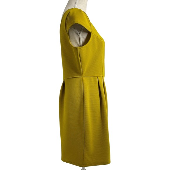 Bar III Missoula Mustard Yellow Cap Sleeve Classic Ribbed A Line Dress Womens L - Picture 4 of 10
